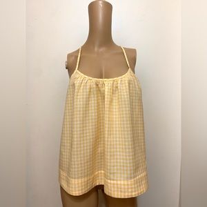 Madewell Crisscross Back Gingham Yellow/White Tank Top Women’s M NWT